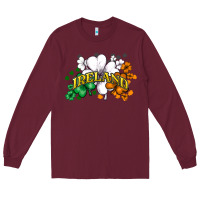 Burgundy St. Patrick's Ireland flag Long Sleeve Tee - HowdyJamesFarm
