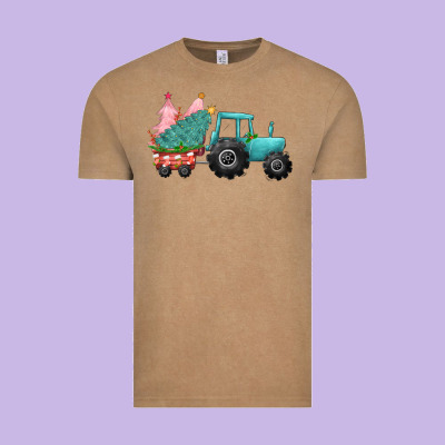 Christmas Tree Tractor Vintage Tee Designed By Cowgirlartshop