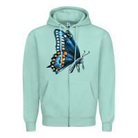 Seafoam Black Shallowtail Zipper Hoodie - LillyAllenDesigns