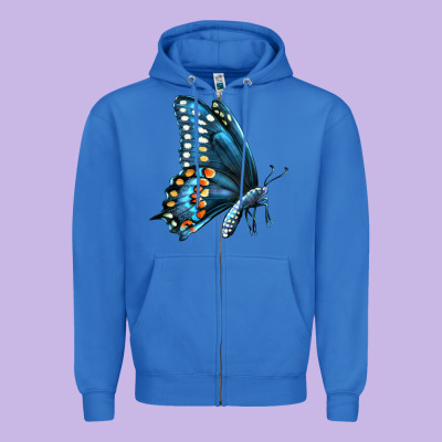 Black Shallowtail Zipper Hoodie Designed By Lillyallendesigns