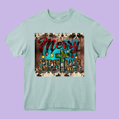 Merry Christmas Cross Tumbler Heavy Core Tee Designed By Jahusdesignshop
