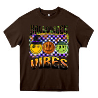 Chocolate Brown halloween vibes smiley face Heavy Core Tee - BarkalooDesign