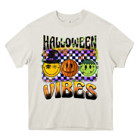 Halloween Vibes Smiley Face Heavy Core Tee | Teevron