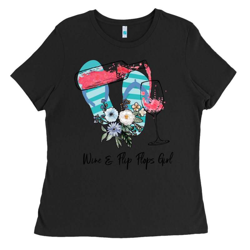 Wine Flip Flops Girl Ladies Tee by Bettercallsaul | Teevron