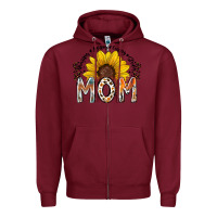 Burgundy mom sunflower Zipper Hoodie - RacoonDesign