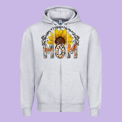 Mom Sunflower Zipper Hoodie Designed By Racoondesign