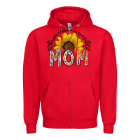 Red mom sunflower Zipper Hoodie - RacoonDesign
