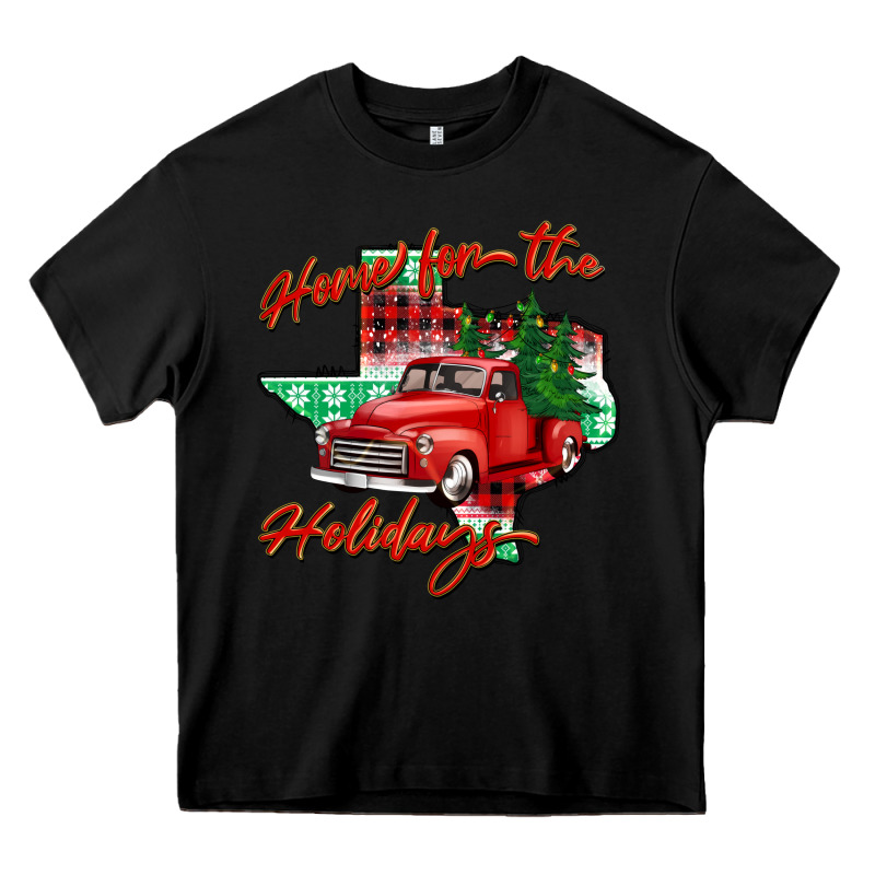 Home For The Holidays Texas Heavy Core Tee by BarkalooDesign | Teevron