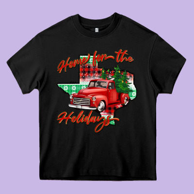 Home For The Holidays Texas Heavy Core Tee Designed By Barkaloodesign