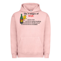 Pigment Salmon the 4 stages of soju i'm rich i'm good looking t shirt Urban Hoodie - DesignPulse