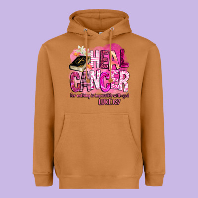 Heal Cancer For Nothing Is Impossible With God Heavyweight Hoodie Designed By Barkaloodesign