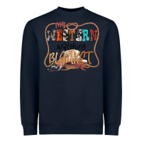 Navy My Western Watching Blanket Heavyweight Sweatshirt - CowhideDigitalArt
