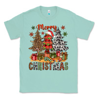 Seafoam Merry Christmas with western trees Classic Tee - NancyCooperArtShop