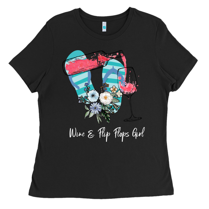 Wine Flip Flops Girl Ladies Tee by Bettercallsaul | Teevron