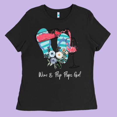 Wine Flip Flops Girl Ladies Tee Designed By Bettercallsaul