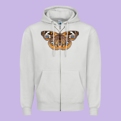 Common Buckeye Butterfly Zipper Hoodie Designed By Lillyallendesigns