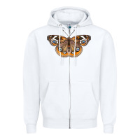 White Common Buckeye Butterfly Zipper Hoodie - LillyAllenDesigns