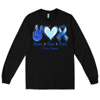 Black Peace Love Cure Colon Cancer Long Sleeve Tee - Jasminsmagicworld