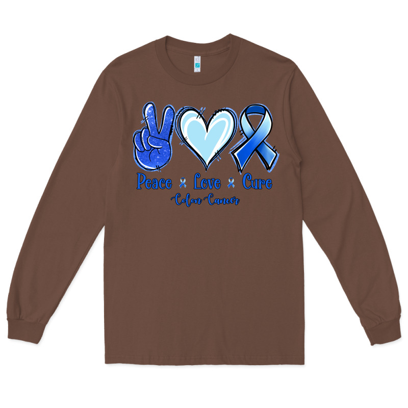 Peace Love Cure Colon Cancer Long Sleeve Tee by Jasminsmagicworld | Teevron