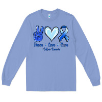 Colony Blue Peace Love Cure Colon Cancer Long Sleeve Tee - Jasminsmagicworld