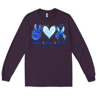 Plum Peace Love Cure Colon Cancer Long Sleeve Tee - Jasminsmagicworld