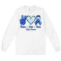 White Peace Love Cure Colon Cancer Long Sleeve Tee - Jasminsmagicworld