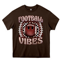 Chocolate Brown football vibes smiley face Heavy Core Tee - BarkalooDesign