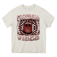 Cream football vibes smiley face Heavy Core Tee - BarkalooDesign