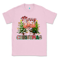 Bubblegum Pink Merry Christmas flamingo Classic Tee - texasbilliewilder