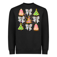 Black Christmas Trees And Bow Heavyweight Sweatshirt - CowhideDigitalArt
