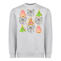 Heather Grey Christmas Trees And Bow Heavyweight Sweatshirt - CowhideDigitalArt