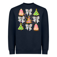 Navy Christmas Trees And Bow Heavyweight Sweatshirt - CowhideDigitalArt