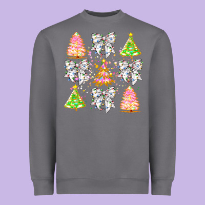 Christmas Trees And Bow Heavyweight Sweatshirt Designed By Cowhidedigitalart