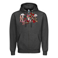 Charcoal Heather nurse valentines day Zipper Hoodie - RacoonDesign