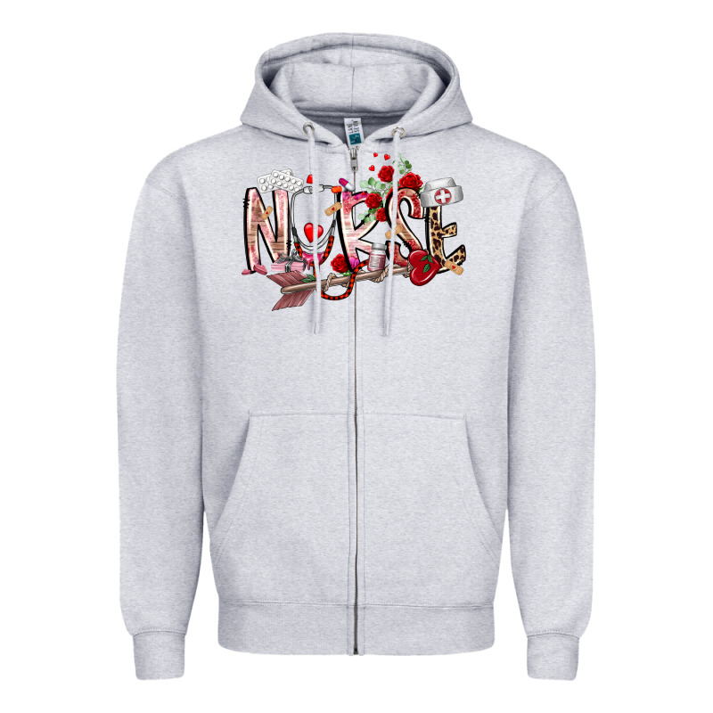 Nurse Valentines Day Zipper Hoodie by RacoonDesign | Teevron