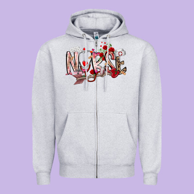 Nurse Valentines Day Zipper Hoodie Designed By Racoondesign