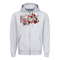 Heather Grey nurse valentines day Zipper Hoodie - RacoonDesign