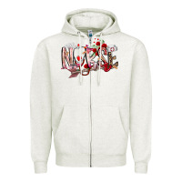 Oatmeal Heather nurse valentines day Zipper Hoodie - RacoonDesign