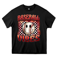 Black baseball vibes smiley face Heavy Core Tee - BarkalooDesign