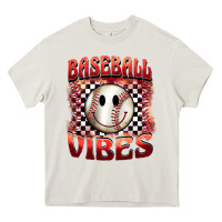 Baseball Vibes Smiley Face Heavy Core Tee | Teevron