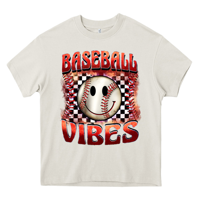 Baseball Vibes Smiley Face Heavy Core Tee by BarkalooDesign | Teevron