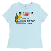 Baby Blue the 4 stages of soju i'm rich i'm good looking t shirt Ladies Tee - DesignPulse
