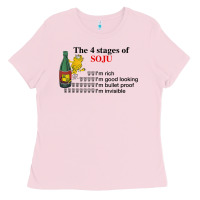 Bubblegum Pink the 4 stages of soju i'm rich i'm good looking t shirt Ladies Tee - DesignPulse