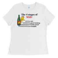 White the 4 stages of soju i'm rich i'm good looking t shirt Ladies Tee - DesignPulse