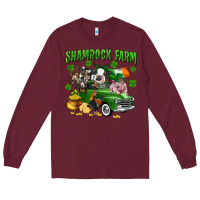 Burgundy Shamrock farm Long Sleeve Tee - CowGirlArtShop