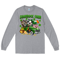 Heather Grey Shamrock farm Long Sleeve Tee - CowGirlArtShop