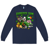 Navy Shamrock farm Long Sleeve Tee - CowGirlArtShop