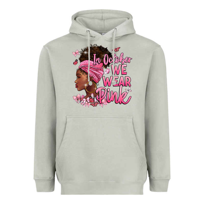In October We Wear Pink Heavyweight Hoodie by BarkalooDesign | Teevron