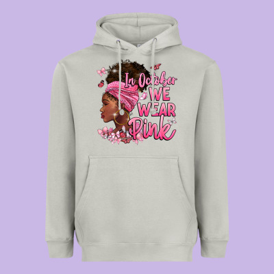 In October We Wear Pink Heavyweight Hoodie Designed By Barkaloodesign