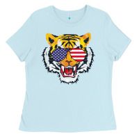 Baby Blue America Merica Tiger Ladies Tee - Bettercallsaul
